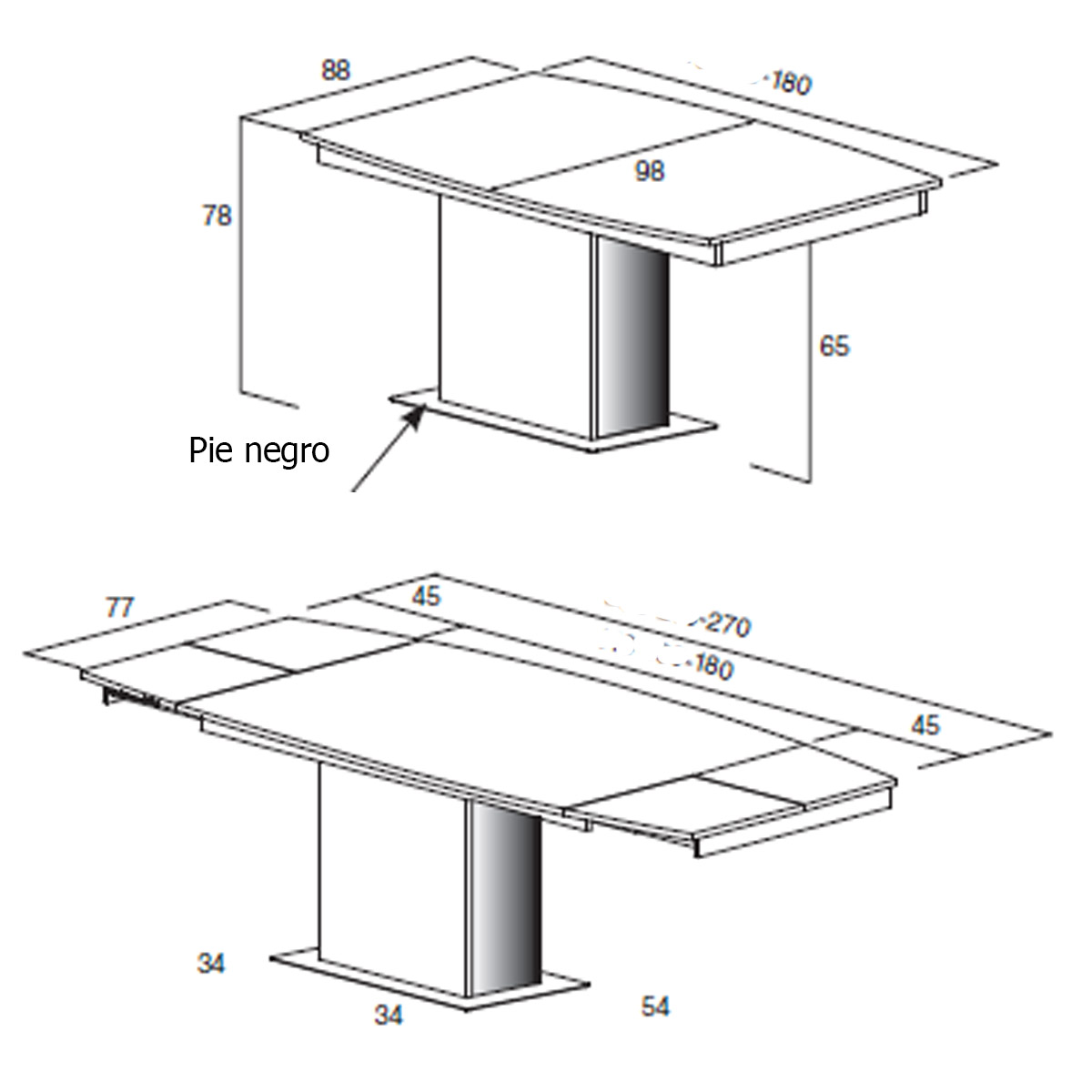 Mesa de comedor extensible LAXO 47B