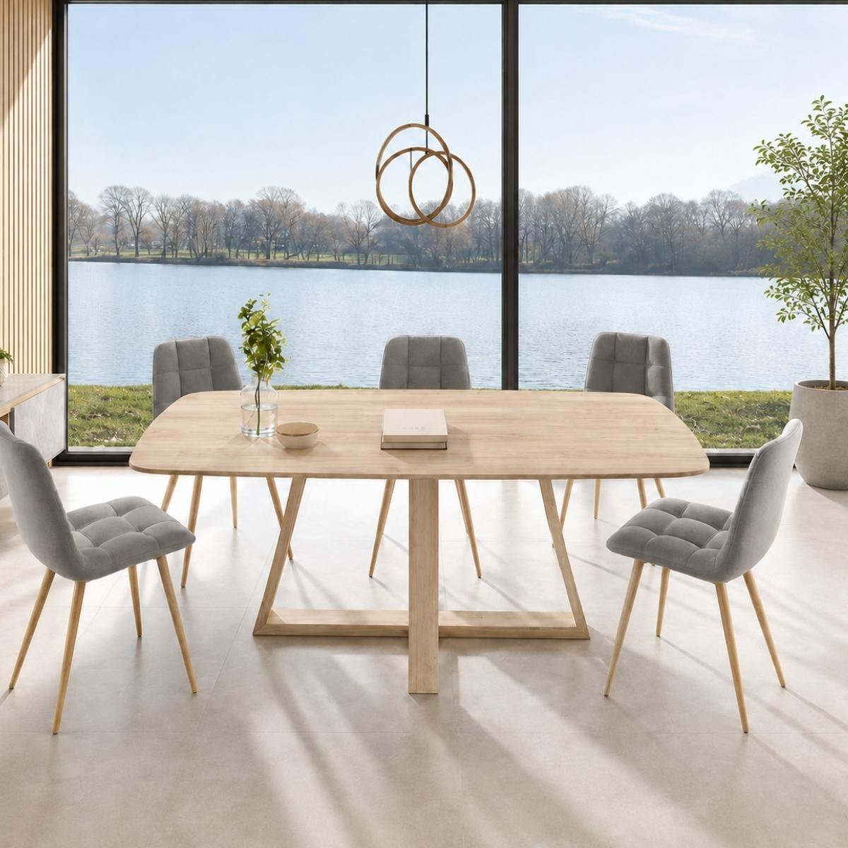 Mesa comedor chaflan pata cruz madera MAYEN