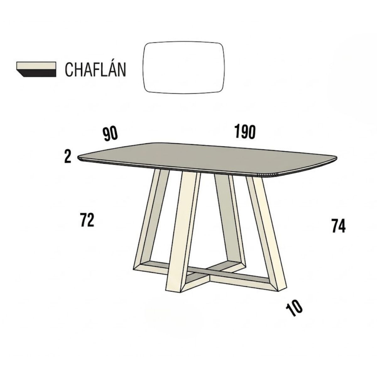 Mesa comedor chaflan pata cruz madera MAYEN