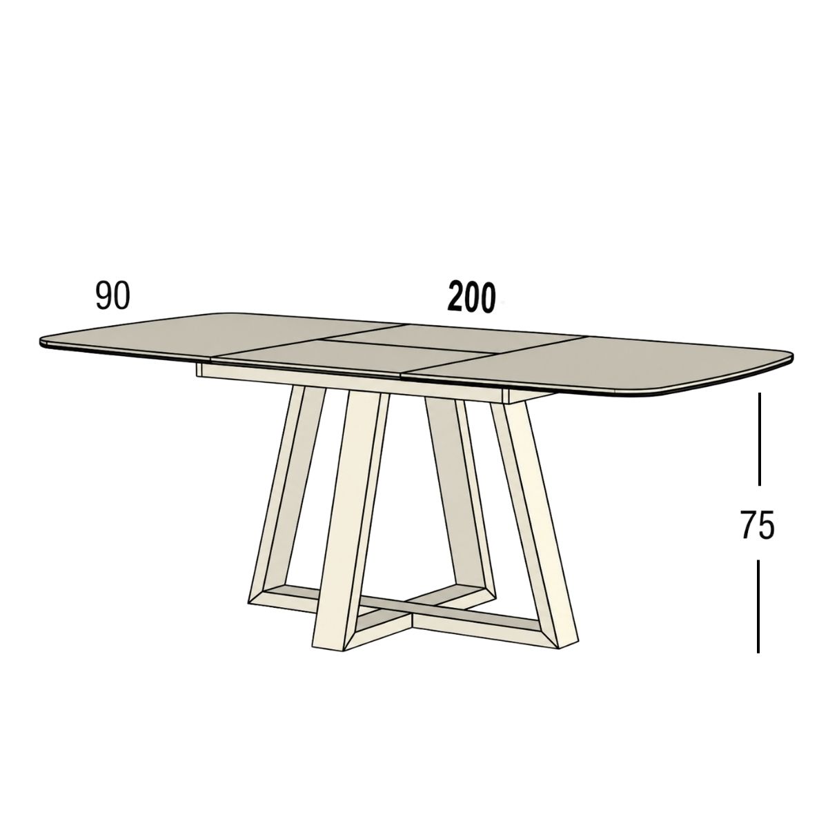 Mesa comedor chaflan pata cruz madera MAYEN