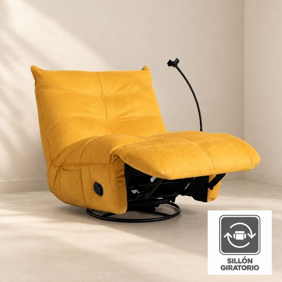 Sillón relax manual giratorio DIMIAN con soporte para móvil