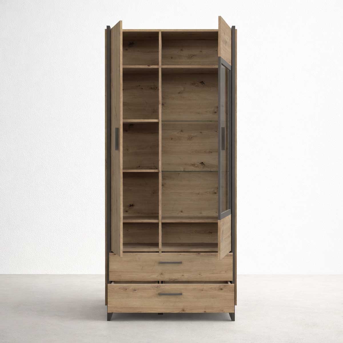 Vitrina 2 puertas 2 cajones  NECLUD