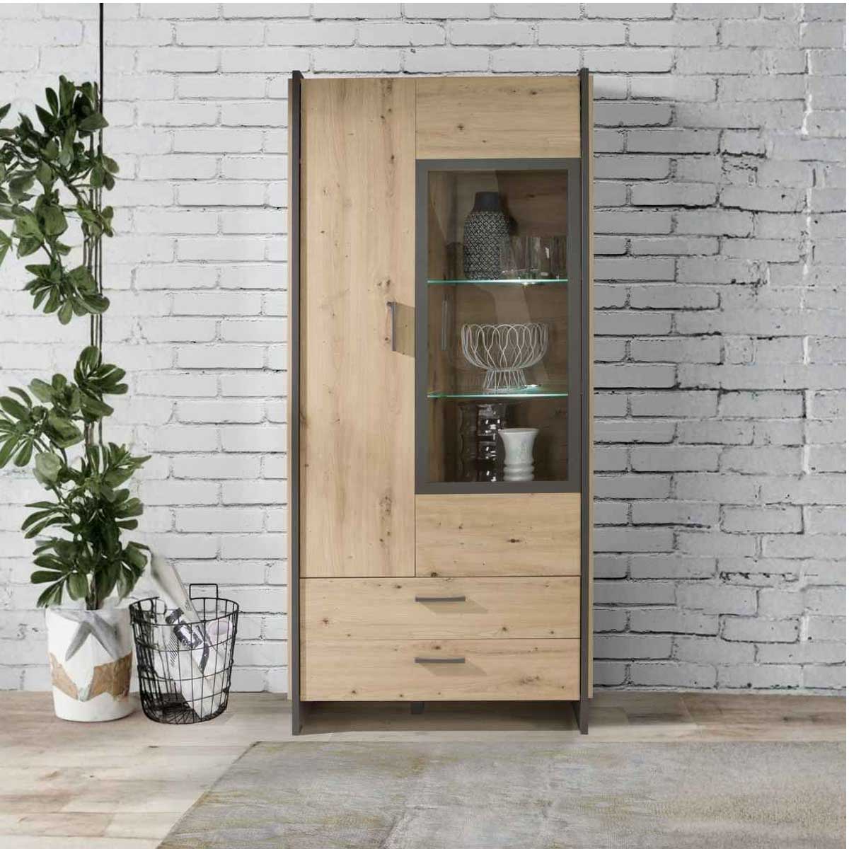 Vitrina 2 puertas 2 cajones  NECLUD