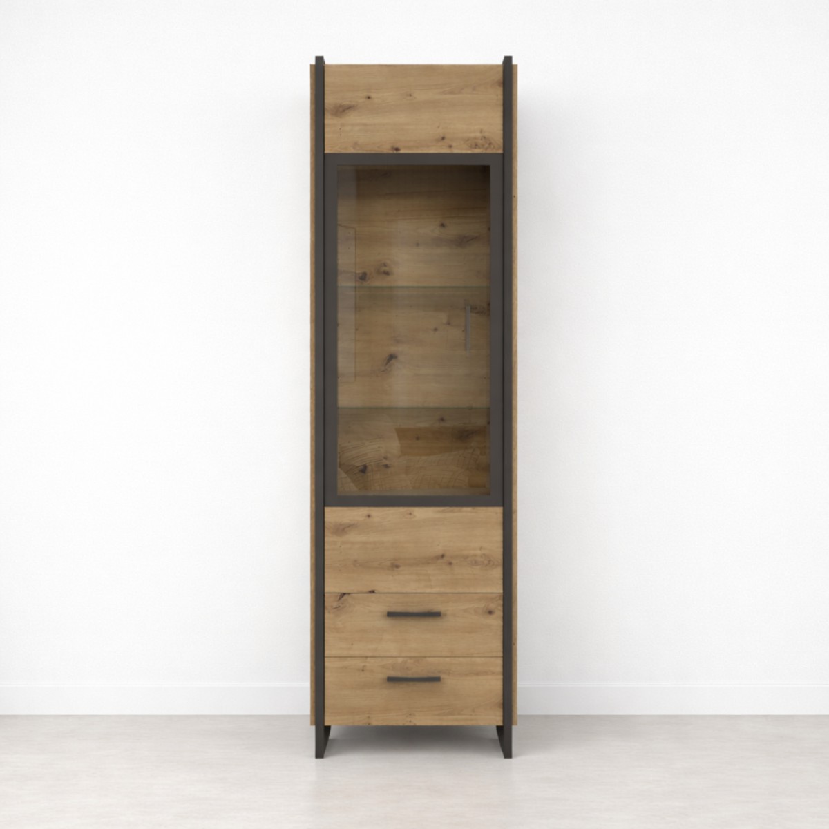 Vitrina 1 puerta cristal y 2 cajones   NECLUD