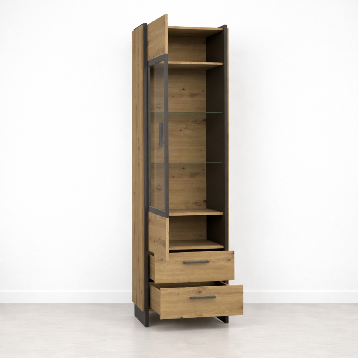 Vitrina 1 puerta cristal y 2 cajones   NECLUD