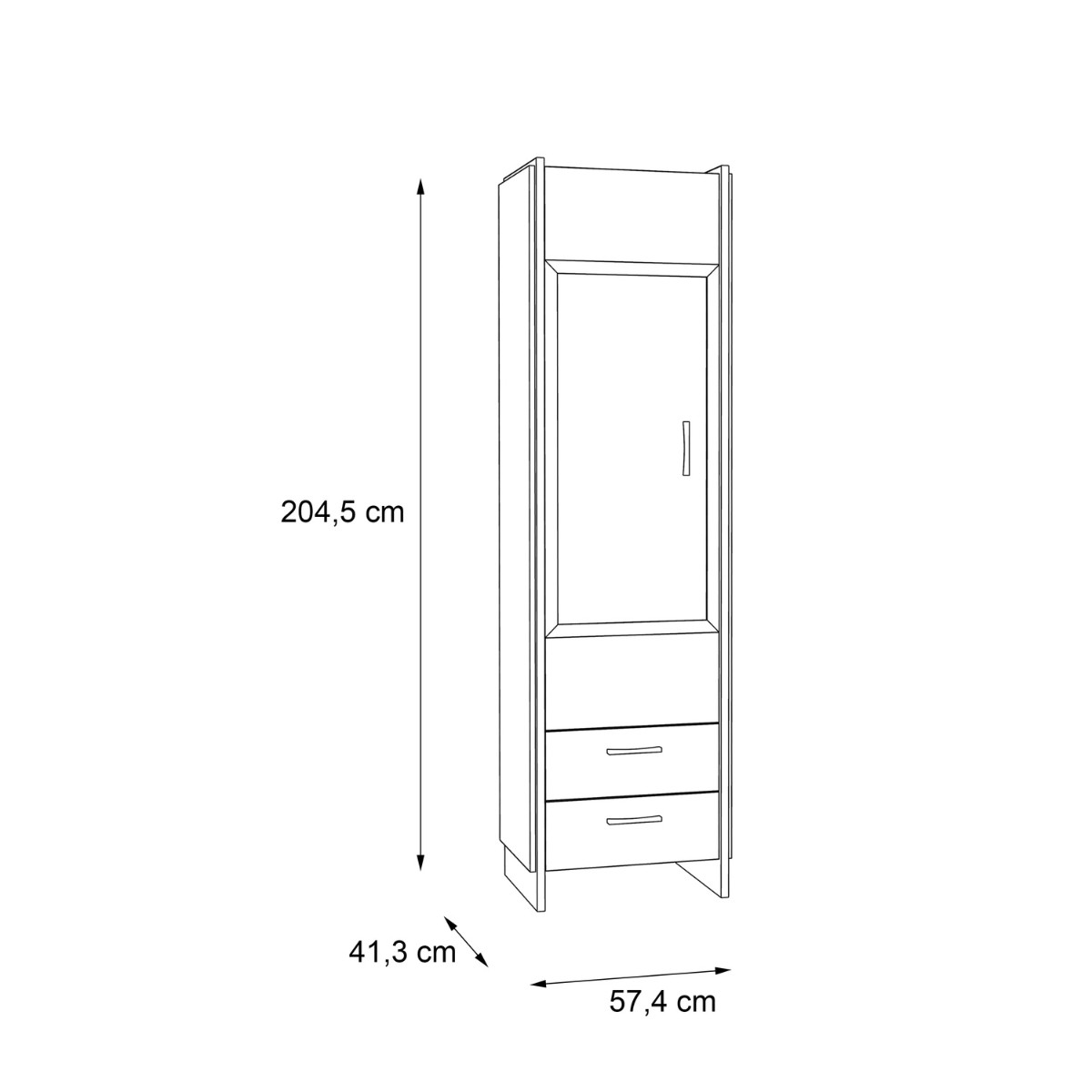 Vitrina 1 puerta cristal y 2 cajones   NECLUD