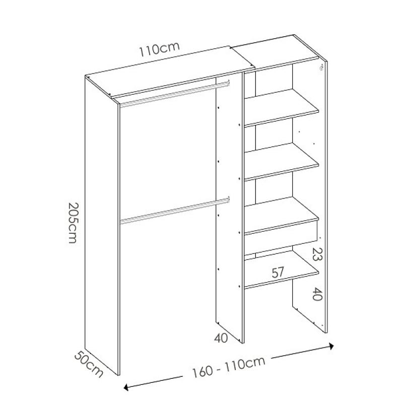 Vestidor cajón y cortina 160 cm CLOT 103