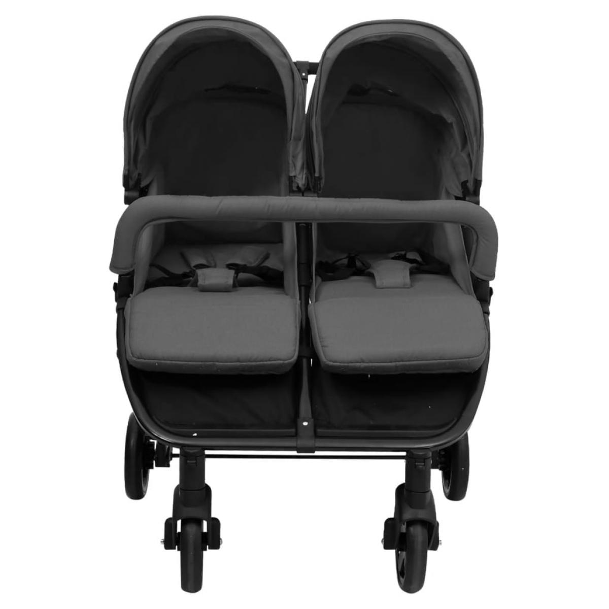 Carrito para gemelos de acero gris oscuro y negro