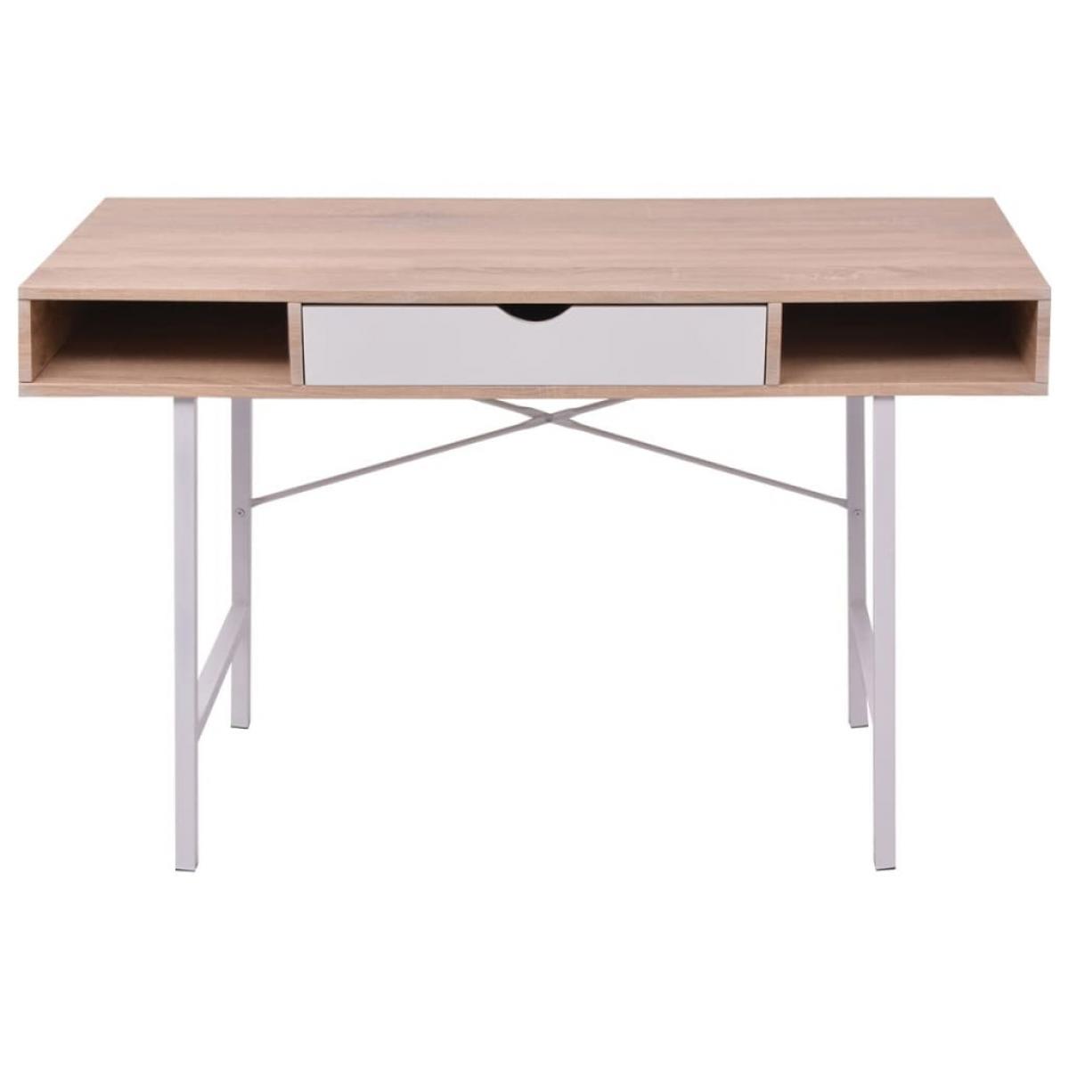 Escritorio con un cajón de roble y blanco  