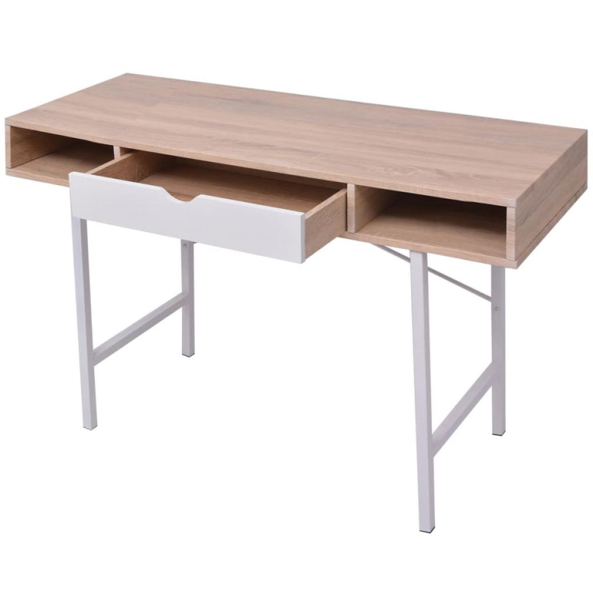 Escritorio con un cajón de roble y blanco  