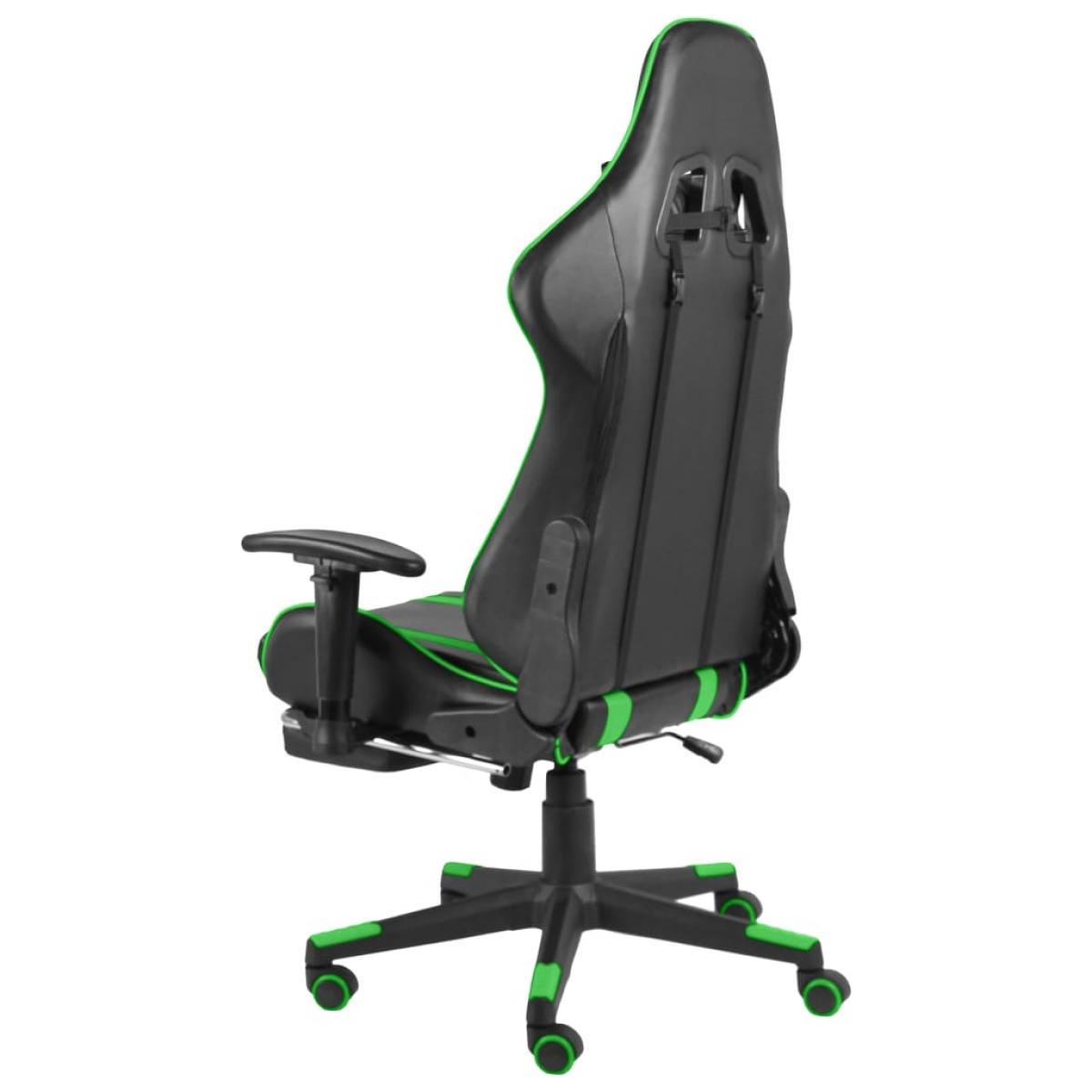 Silla gaming giratoria con reposapiés PVC verde