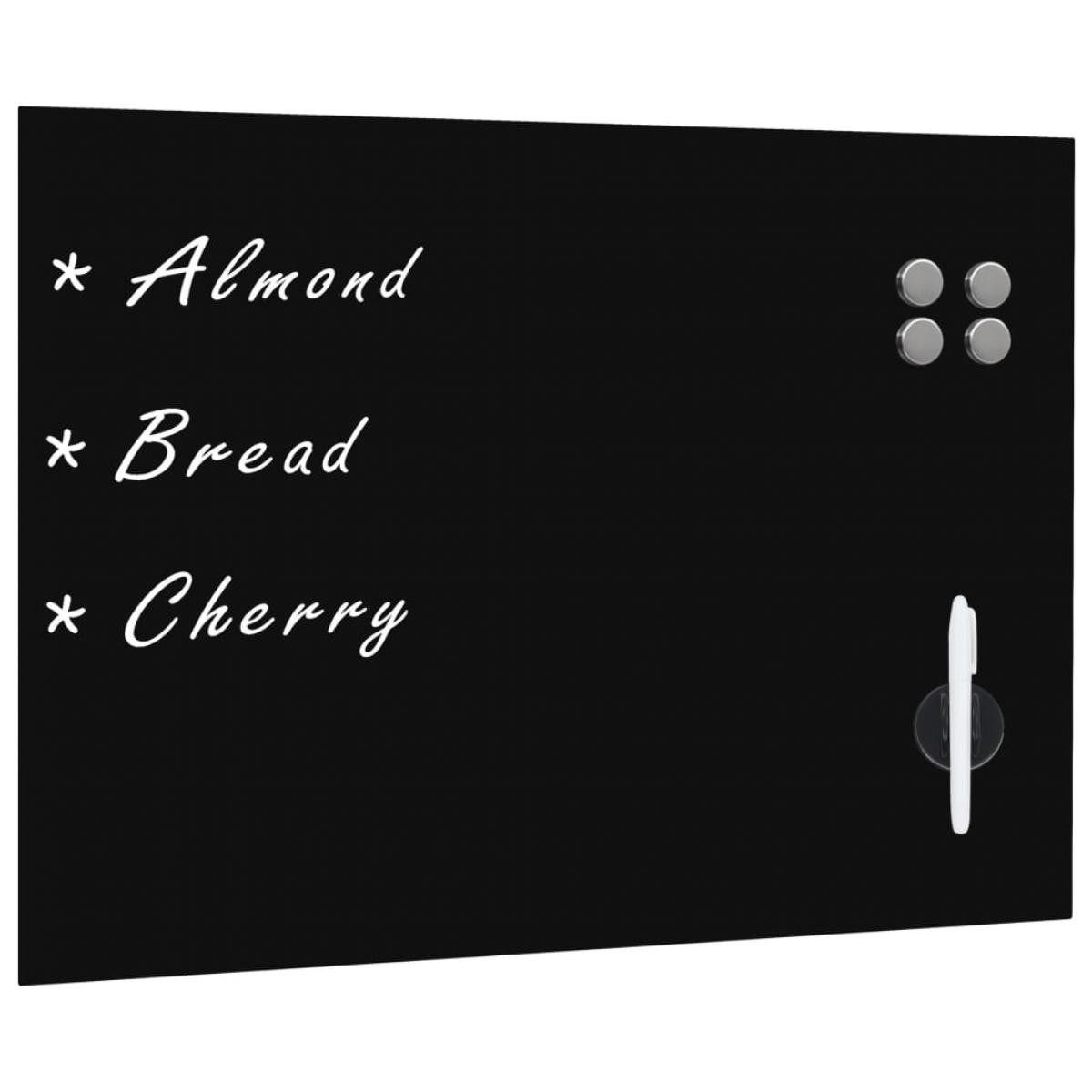 Pizarra magnética de pared negra vidrio 80x60 cm