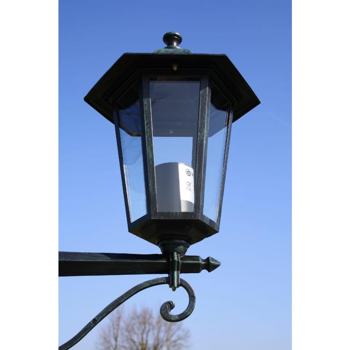 Farola de jardín 2 brazos 215 cm verde oscuro/negro aluminio