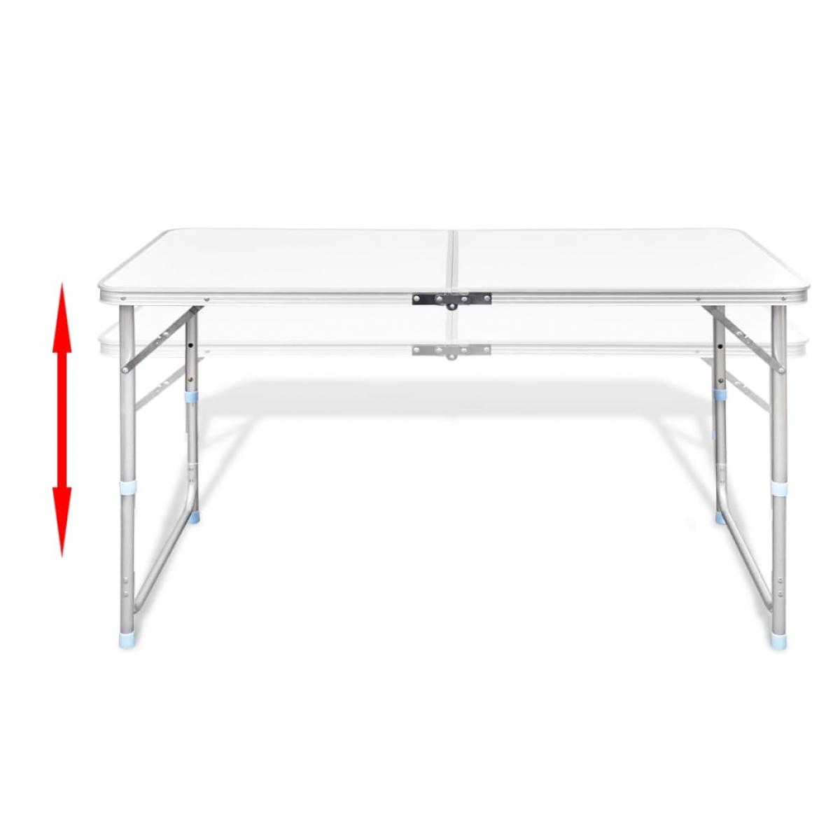 Mesa de camping plegable ajustable 120x60 cm