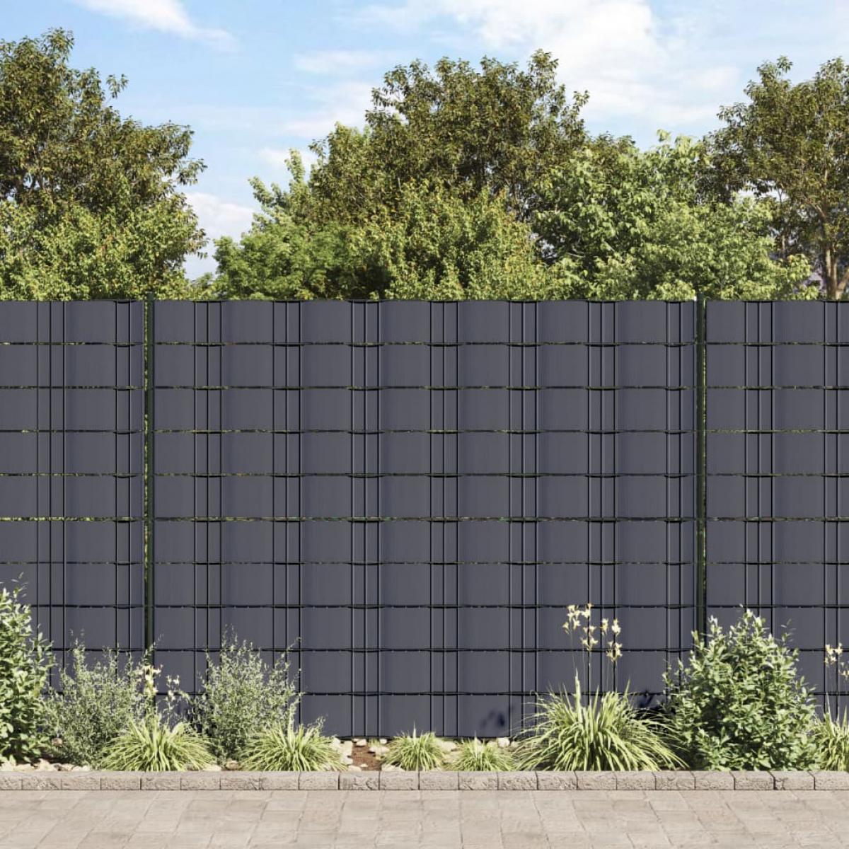 Panel de valla de PVC gris oscuro 70x0,19 m