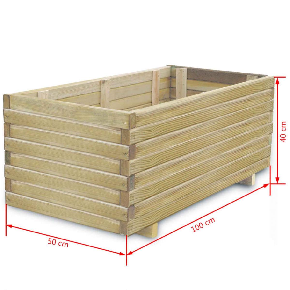 Arriate elevado rectangular madera 100x50x40 cm
