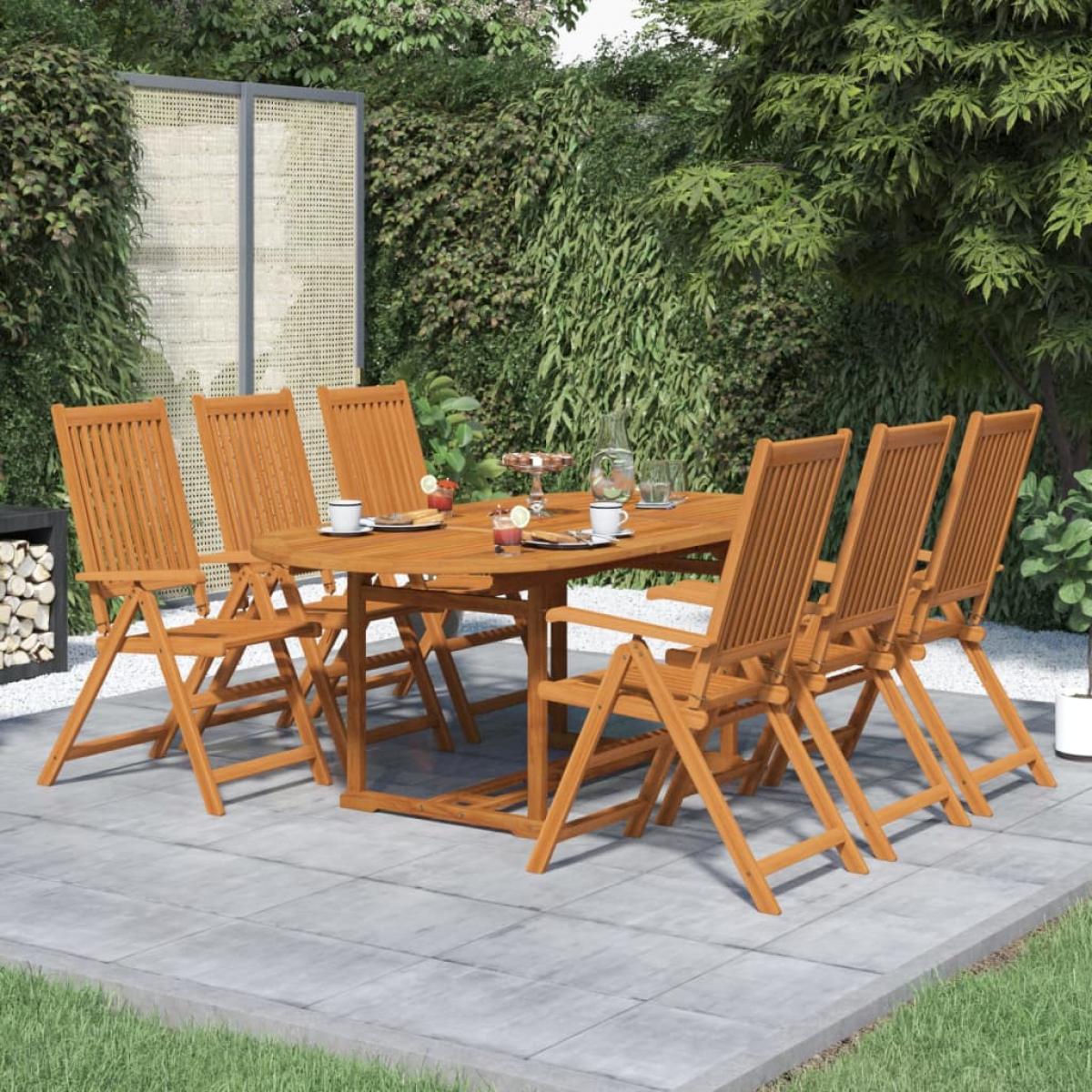 Set de comedor de jardín 7 piezas madera maciza de acacia