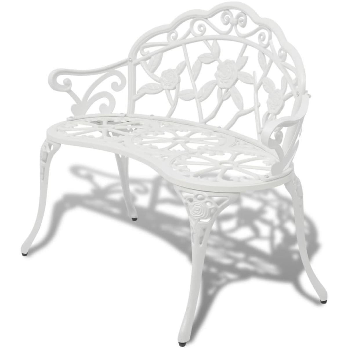 Banco de jardín de aluminio fundido blanco 100 cm