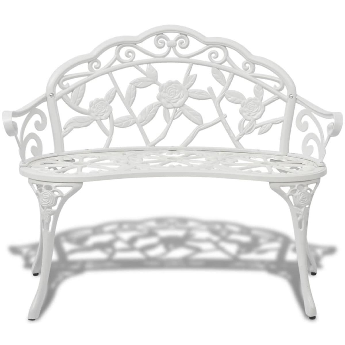 Banco de jardín de aluminio fundido blanco 100 cm