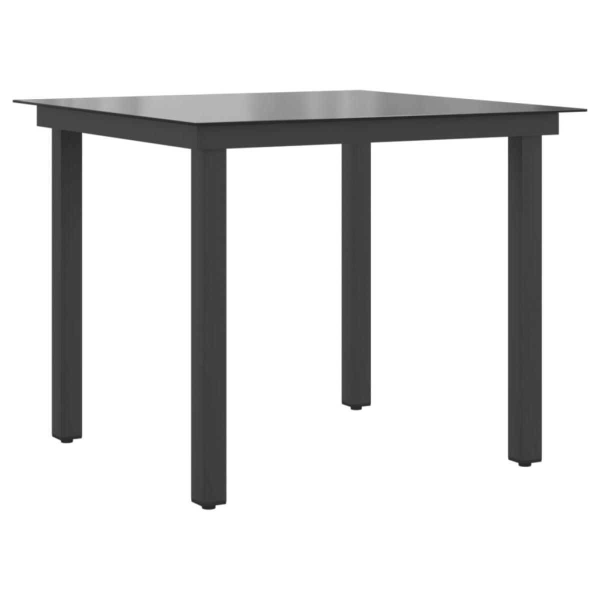 Mesa de jardín de aluminio y vidrio negra 80x80x74 cm