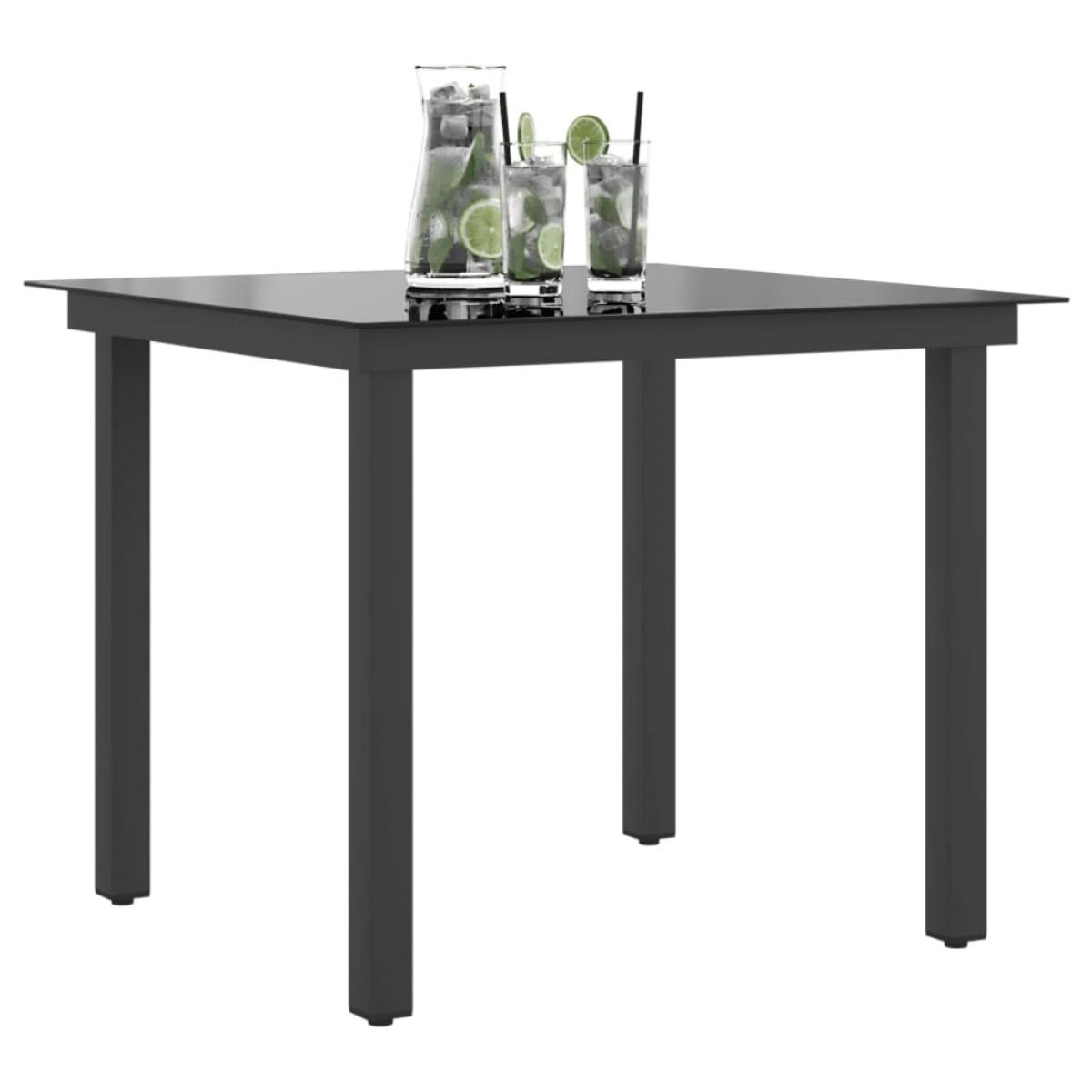 Mesa de jardín de aluminio y vidrio negra 80x80x74 cm