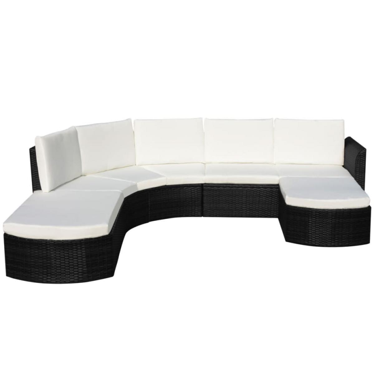 Set de muebles de jardín 4 pzas y cojines ratán sintético negro