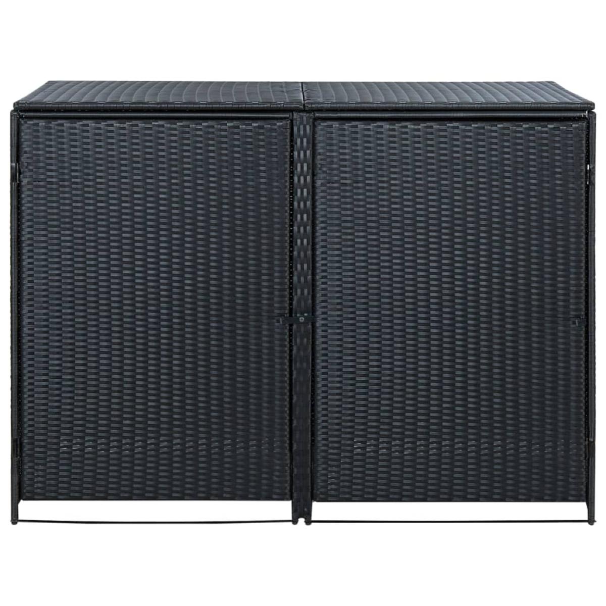 Cobertizo doble contenedor basura ratán negro 148x80x111cm
