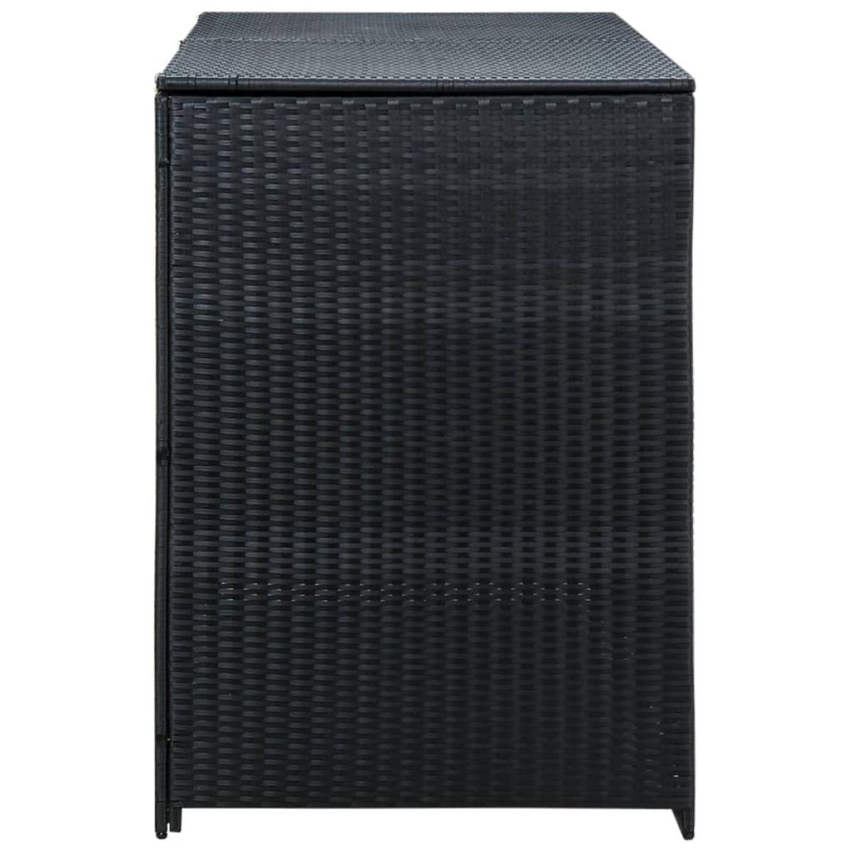 Cobertizo doble contenedor basura ratán negro 148x80x111cm