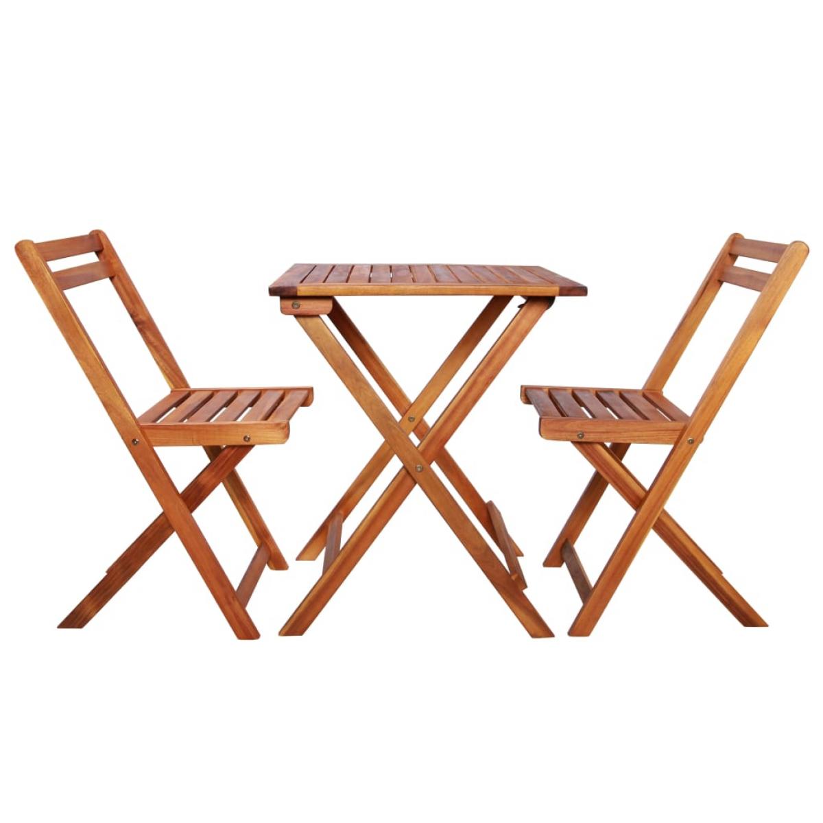 Mesa y sillas bistró plegables 3 pzas madera maciza de acacia