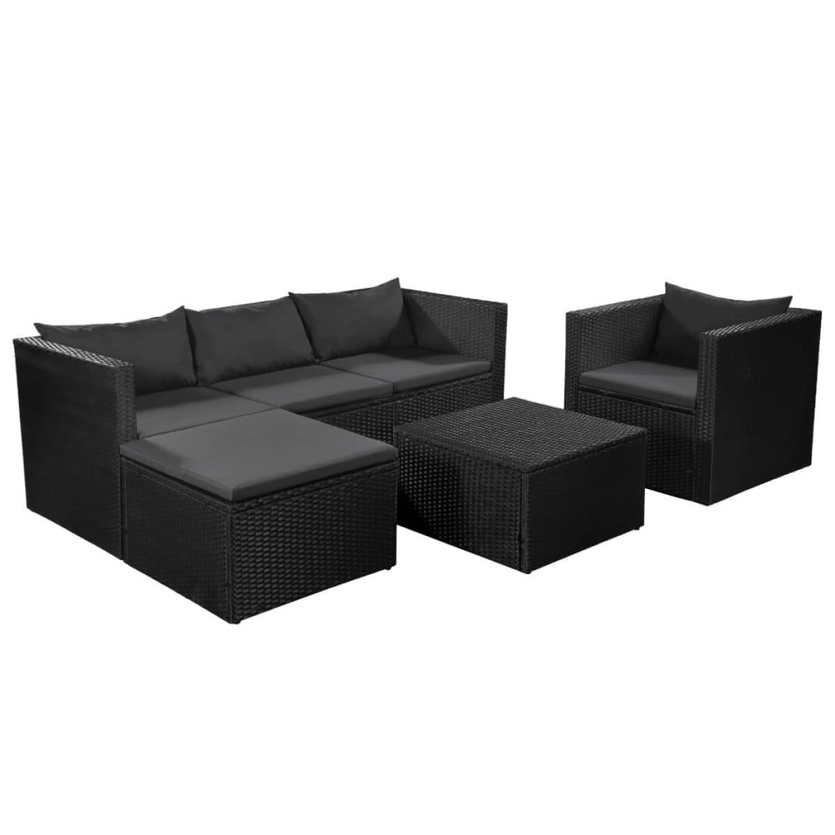 Set de muebles de jardín 4 pzas ratán sintético negro y gris