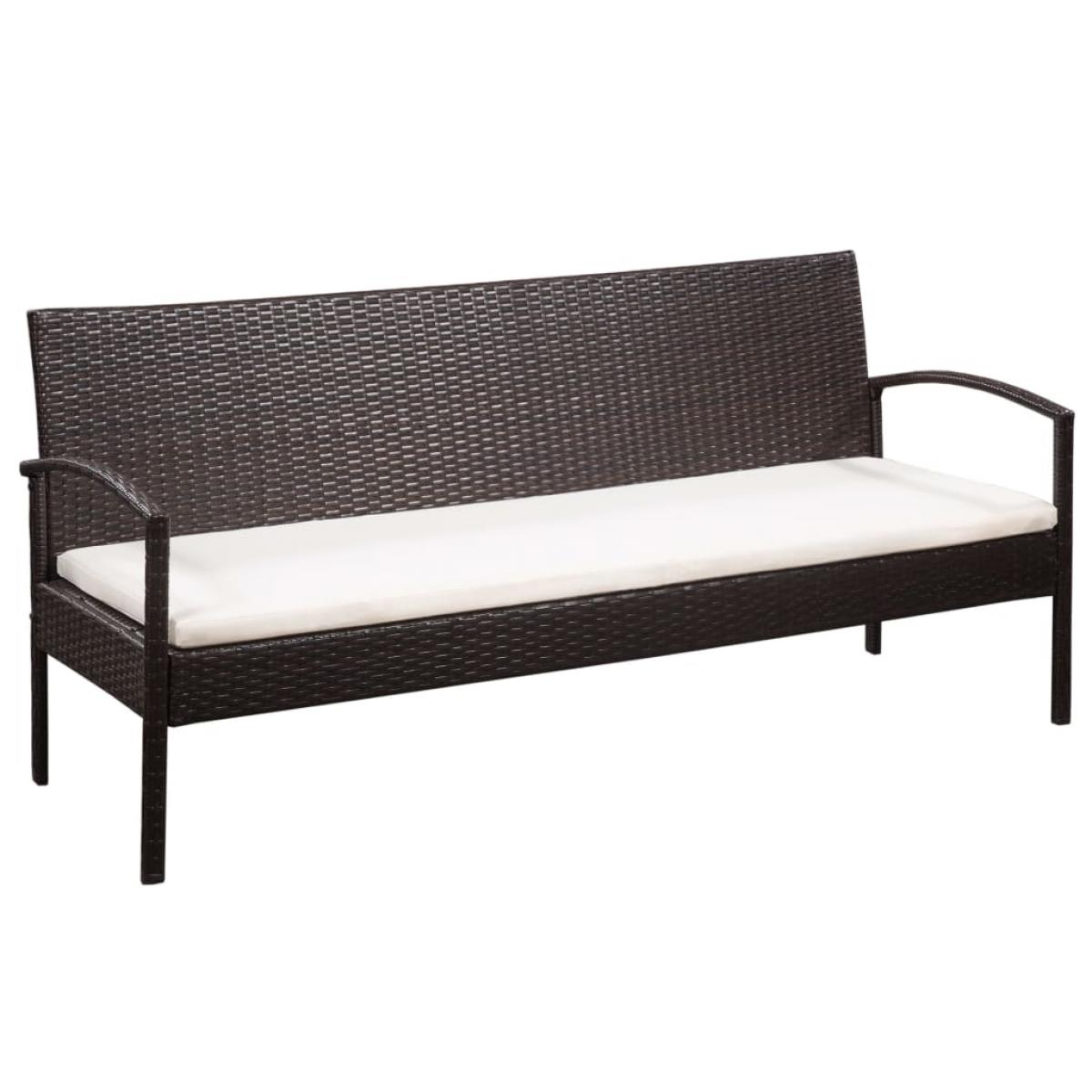 Set muebles de jardín 5 piezas y cojines ratán sintético marrón