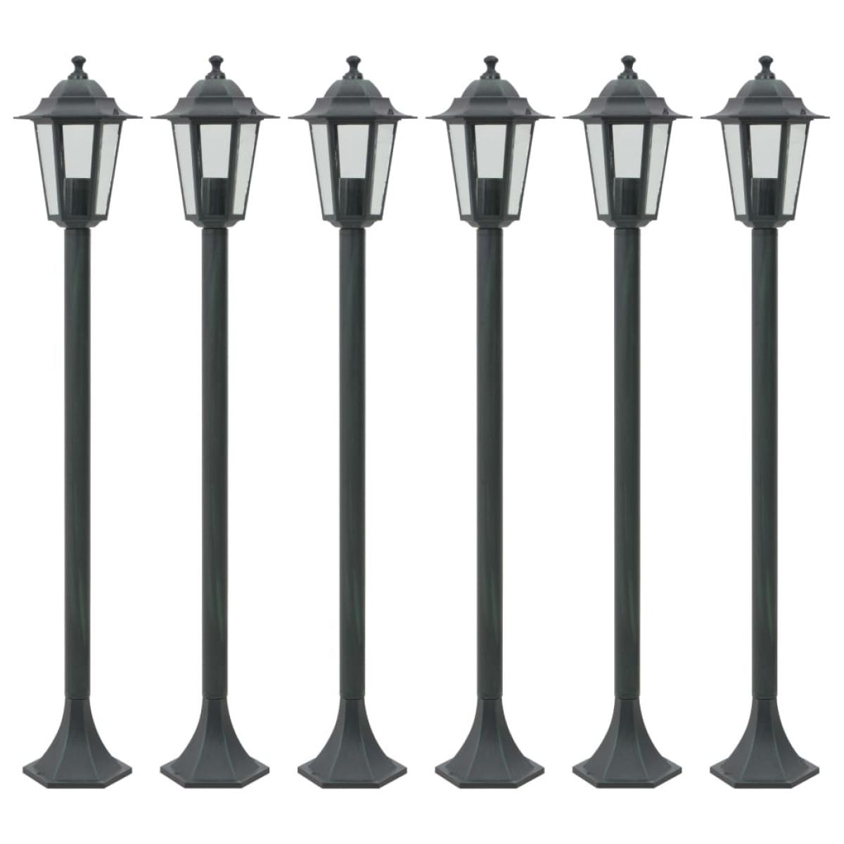 Farolas de jardín aluminio verde oscuro E27 110 cm 6 unidades