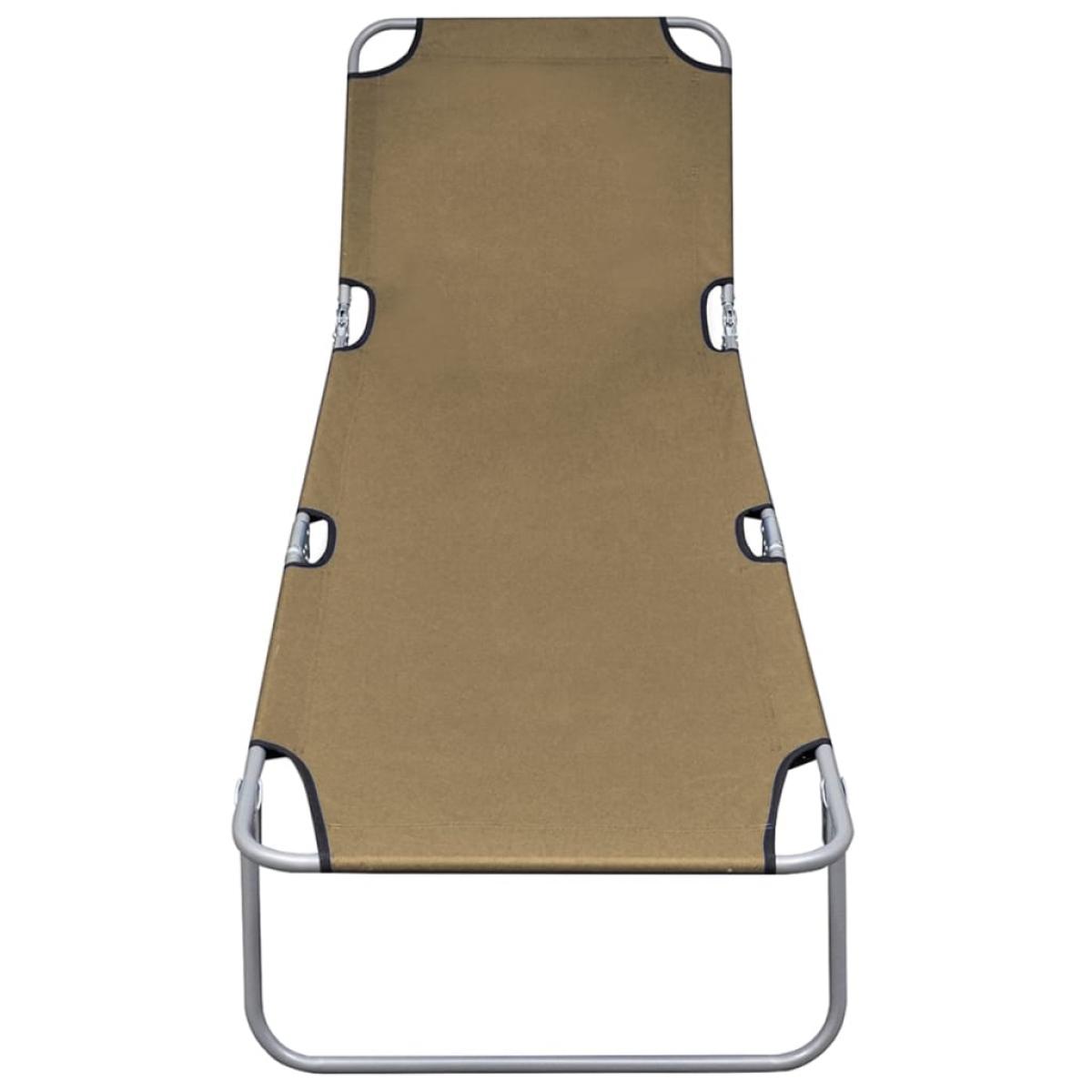 Tumbona plegable con respaldo ajustable taupé