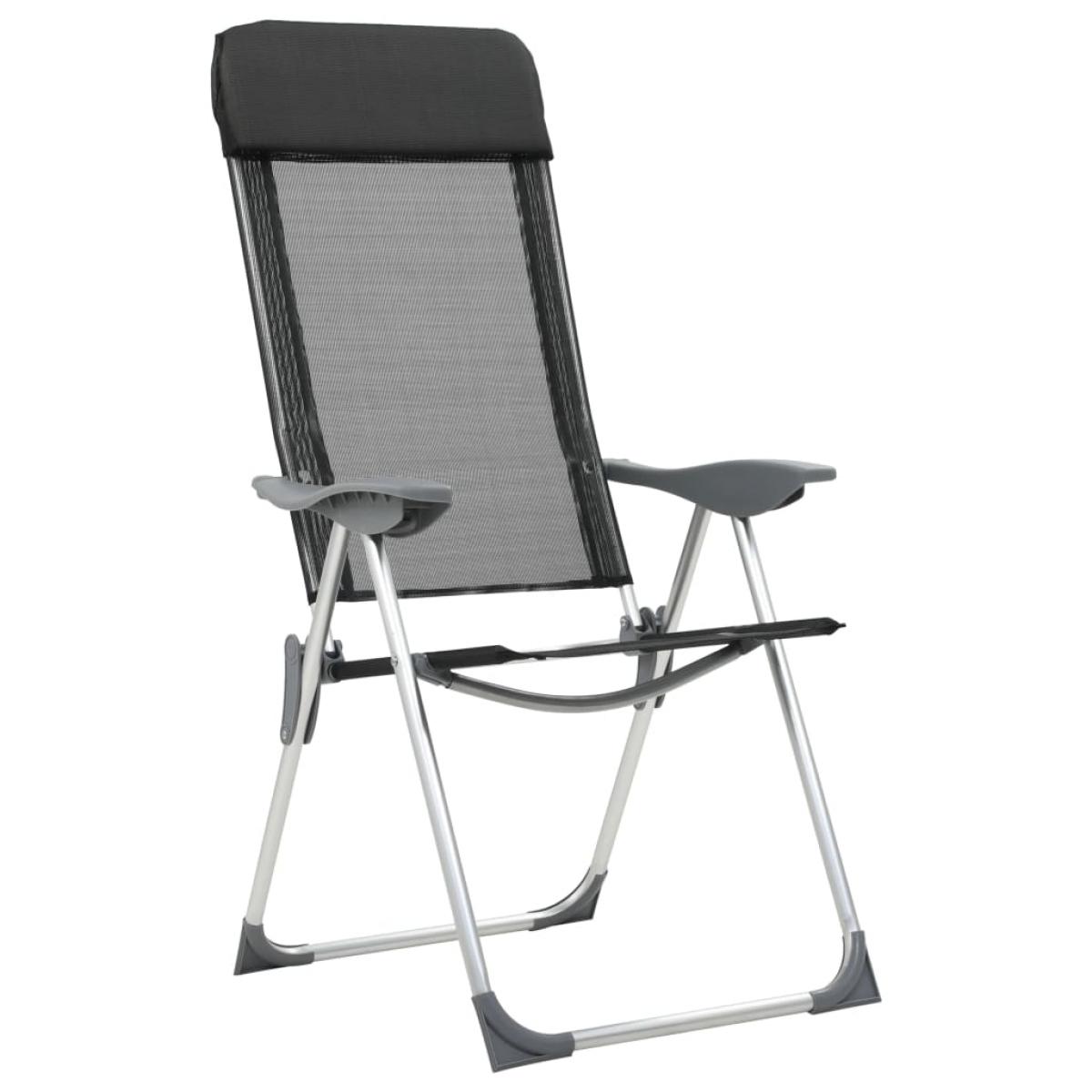 Sillas de camping plegables de aluminio 2 unidades negro