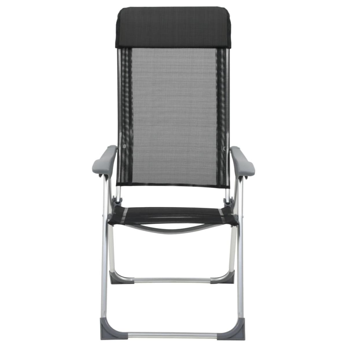 Sillas de camping plegables de aluminio 2 unidades negro