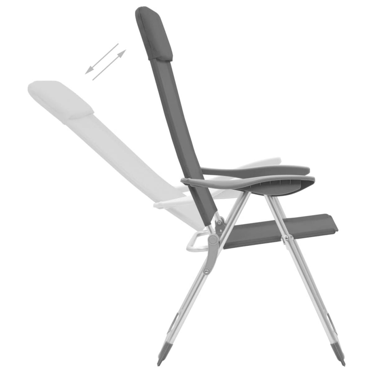 Sillas de camping plegables 4 unidades aluminio gris