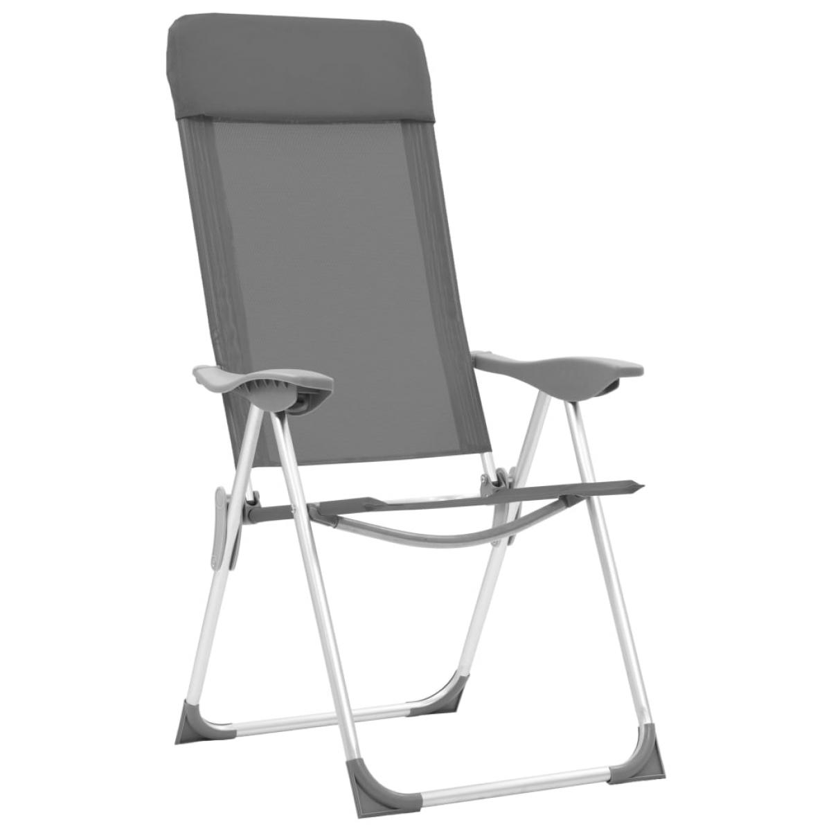 Sillas de camping plegables 4 unidades aluminio gris