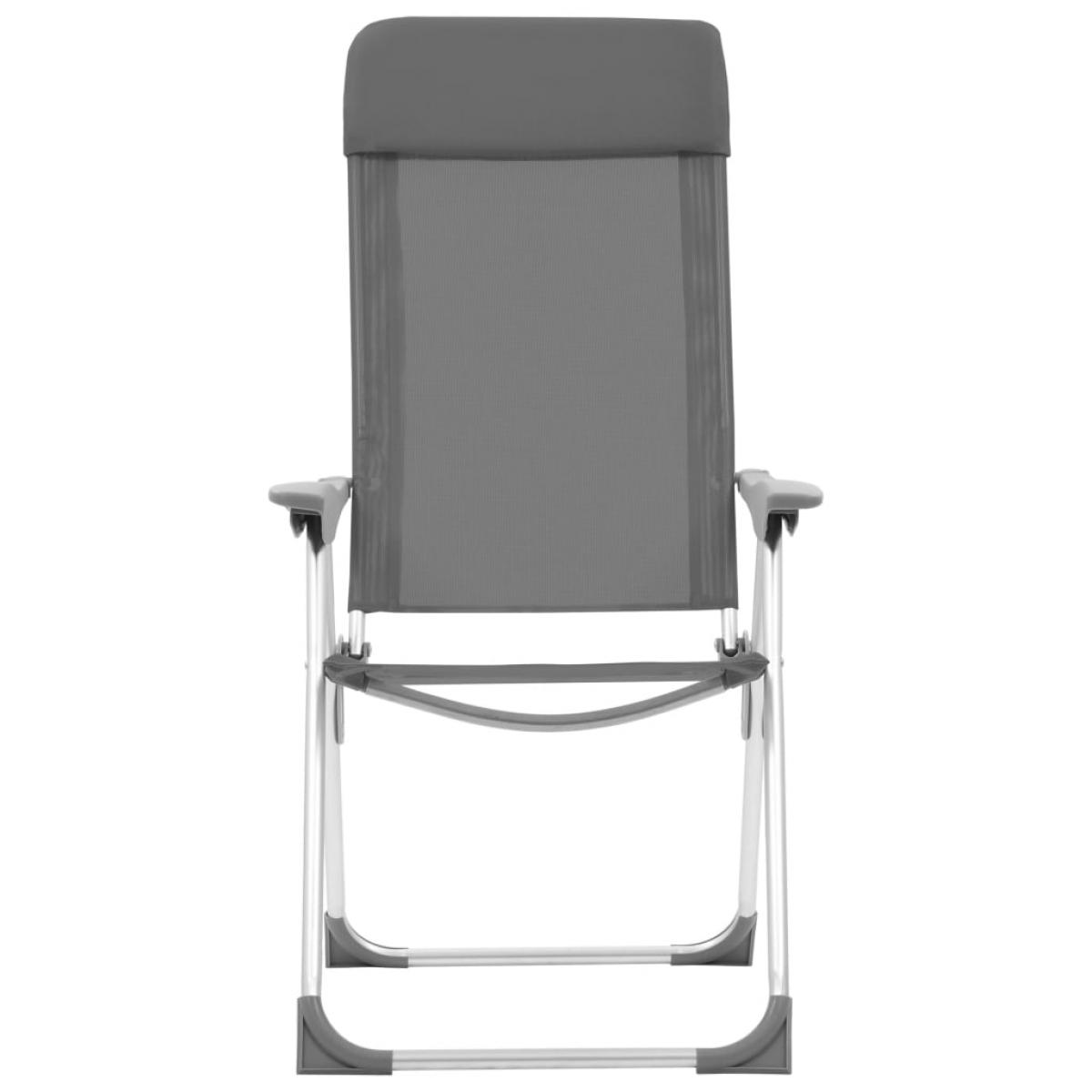Sillas de camping plegables 4 unidades aluminio gris