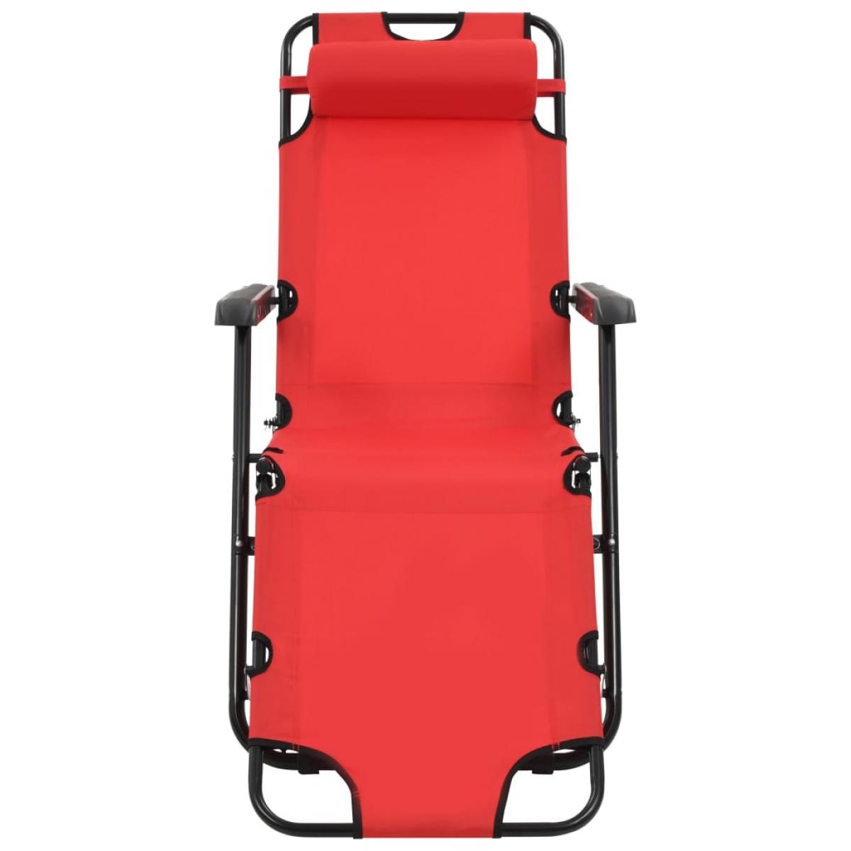 Tumbonas plegables con reposapiés 2 unidades acero rojo