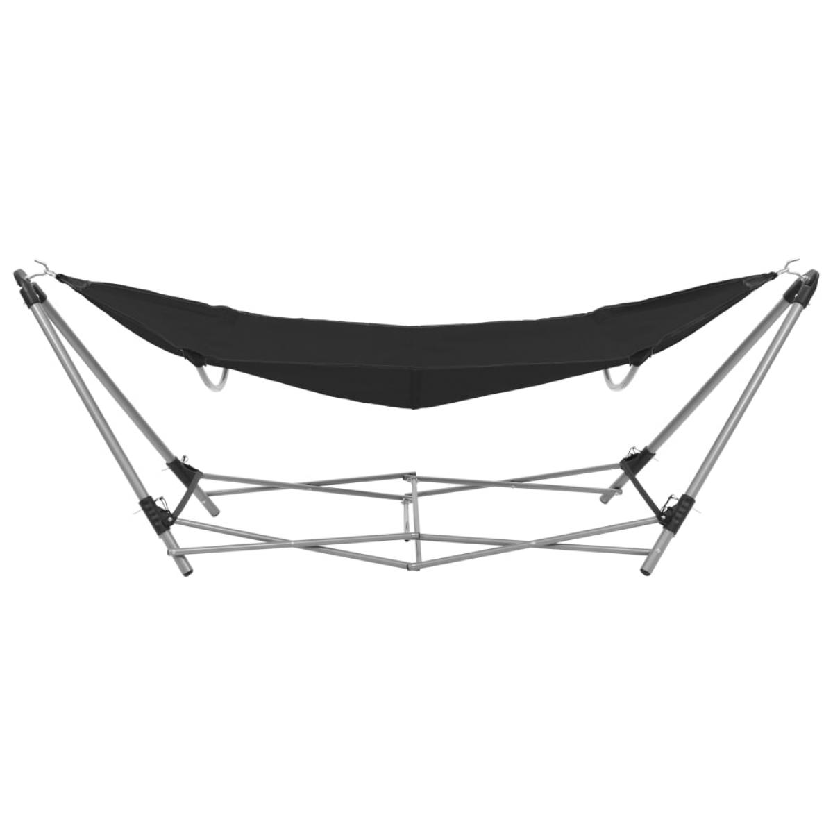 Hamaca con soporte plegable negra