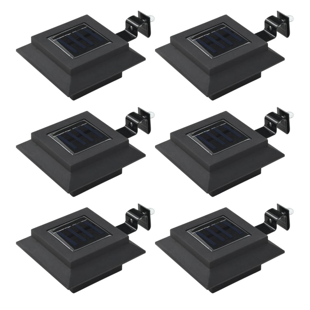 Lámparas solares LED de exterior 6 uds cuadradas 12 cm negro