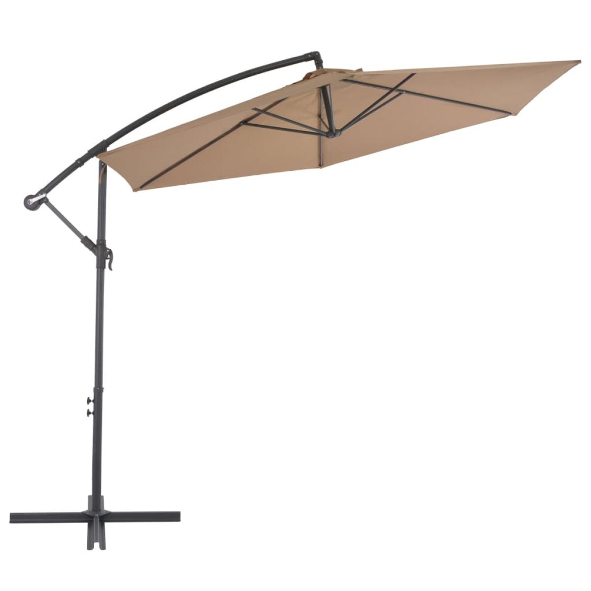 Sombrilla voladiza con poste de aluminio gris taupe 300 cm