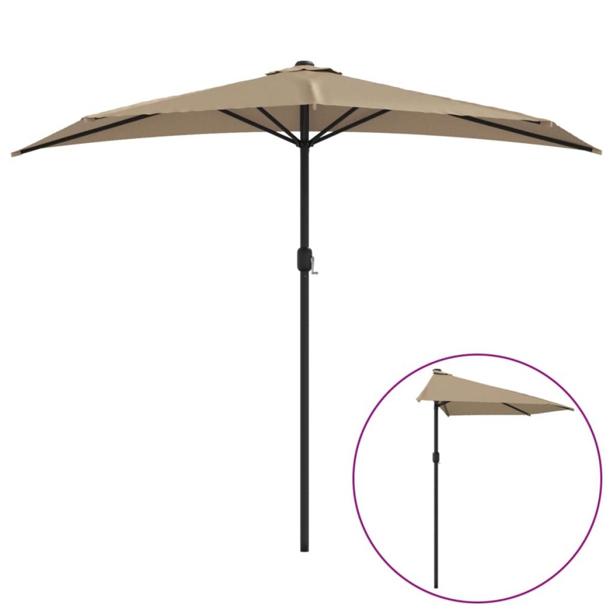 Sombrilla de balcón semicircular palo aluminio taupe 270x144cm