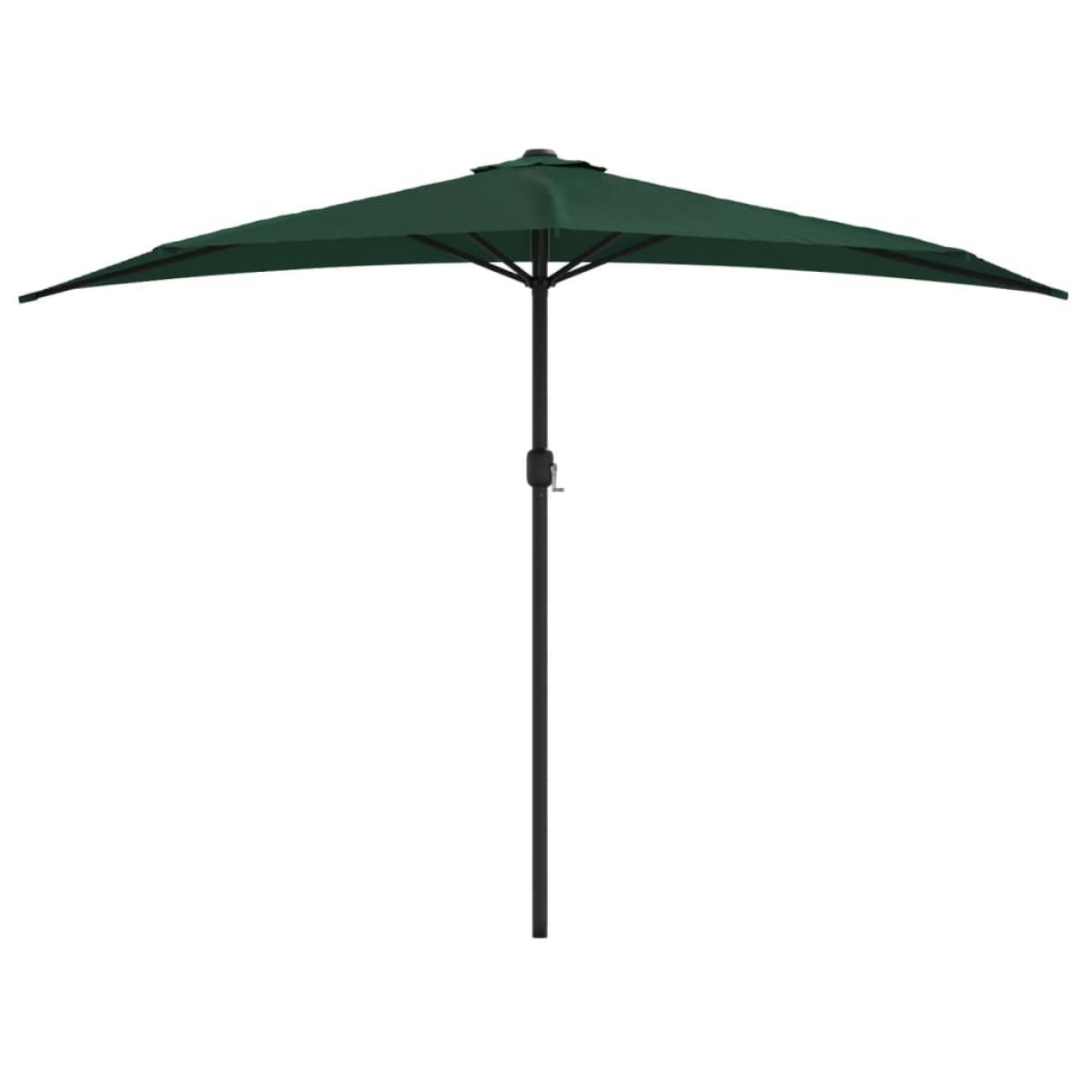 Sombrilla de balcón semicircular palo aluminio verde 300x155cm