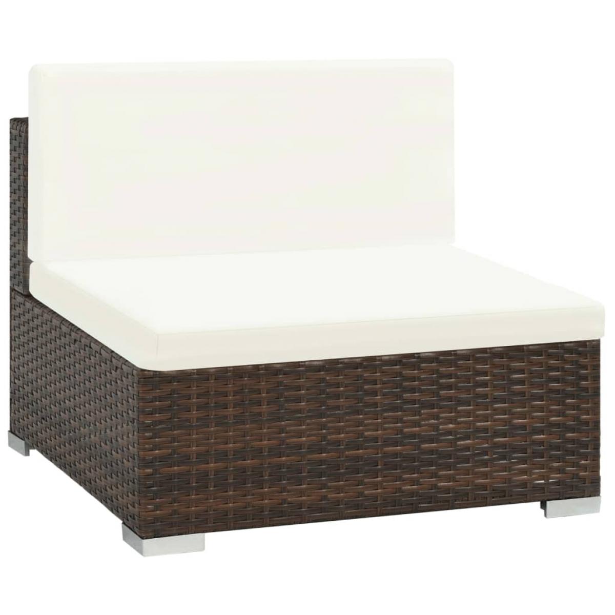 Set muebles de jardín 8 piezas y cojines ratán sintético marrón