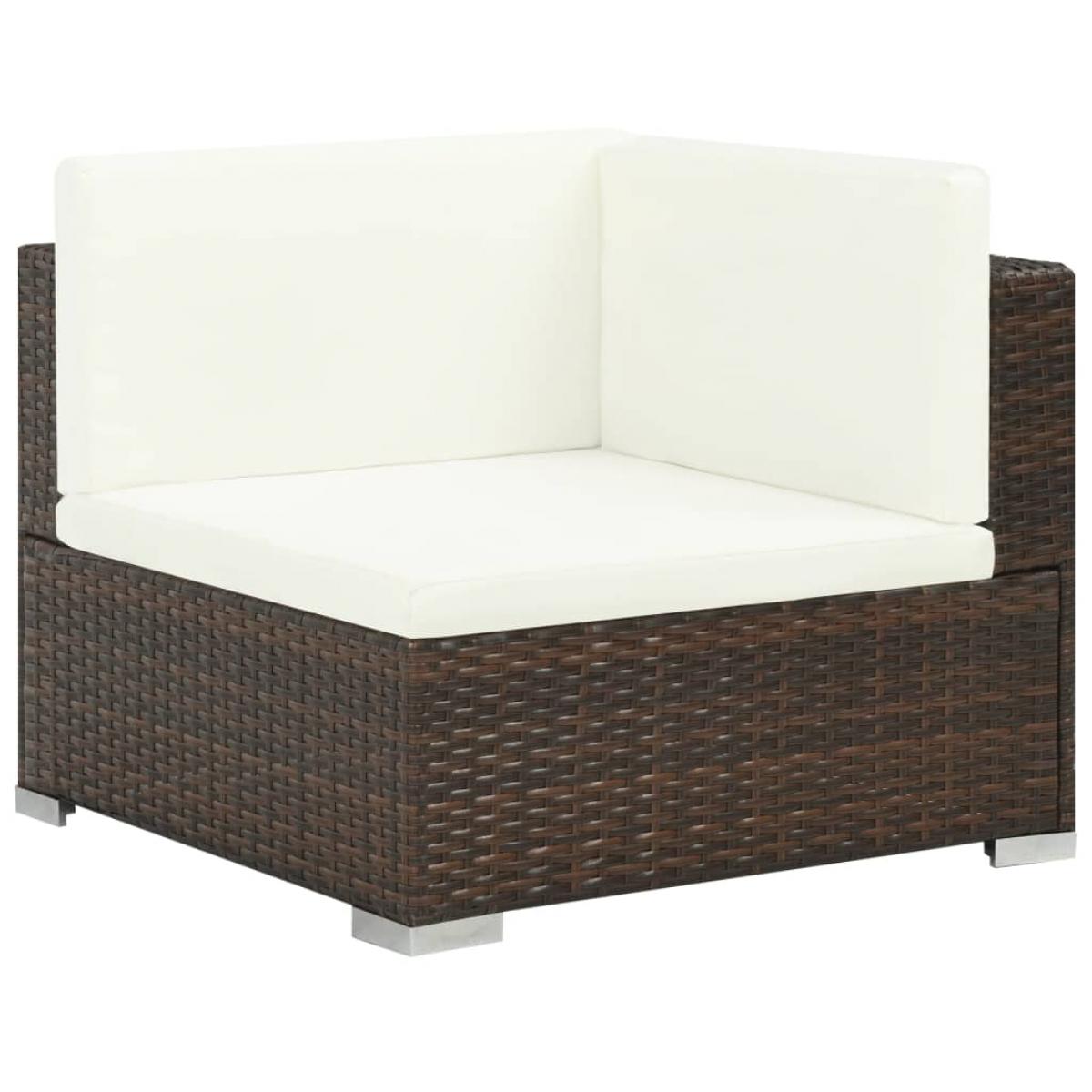 Set muebles de jardín 8 piezas y cojines ratán sintético marrón