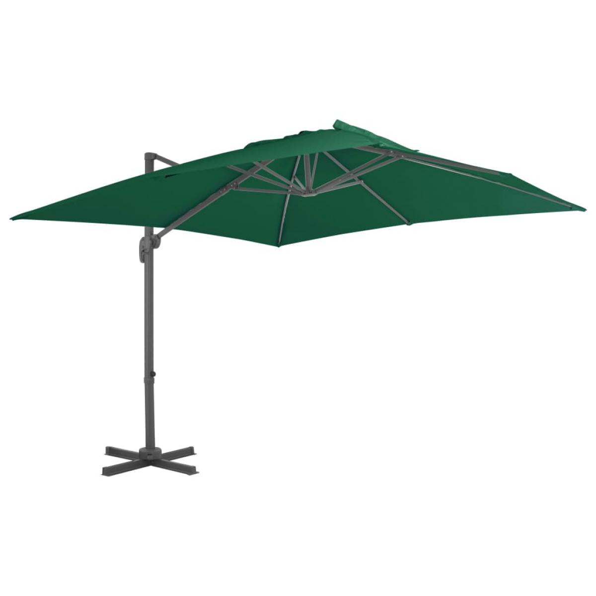 Sombrilla voladiza con poste de aluminio 300x300 cm verde