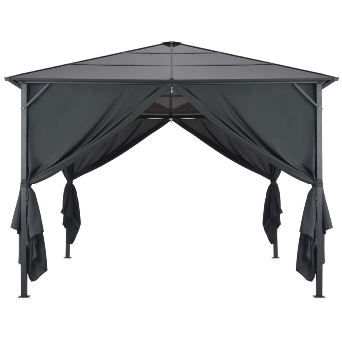 Cenador con cortinas aluminio 3x3 m negro