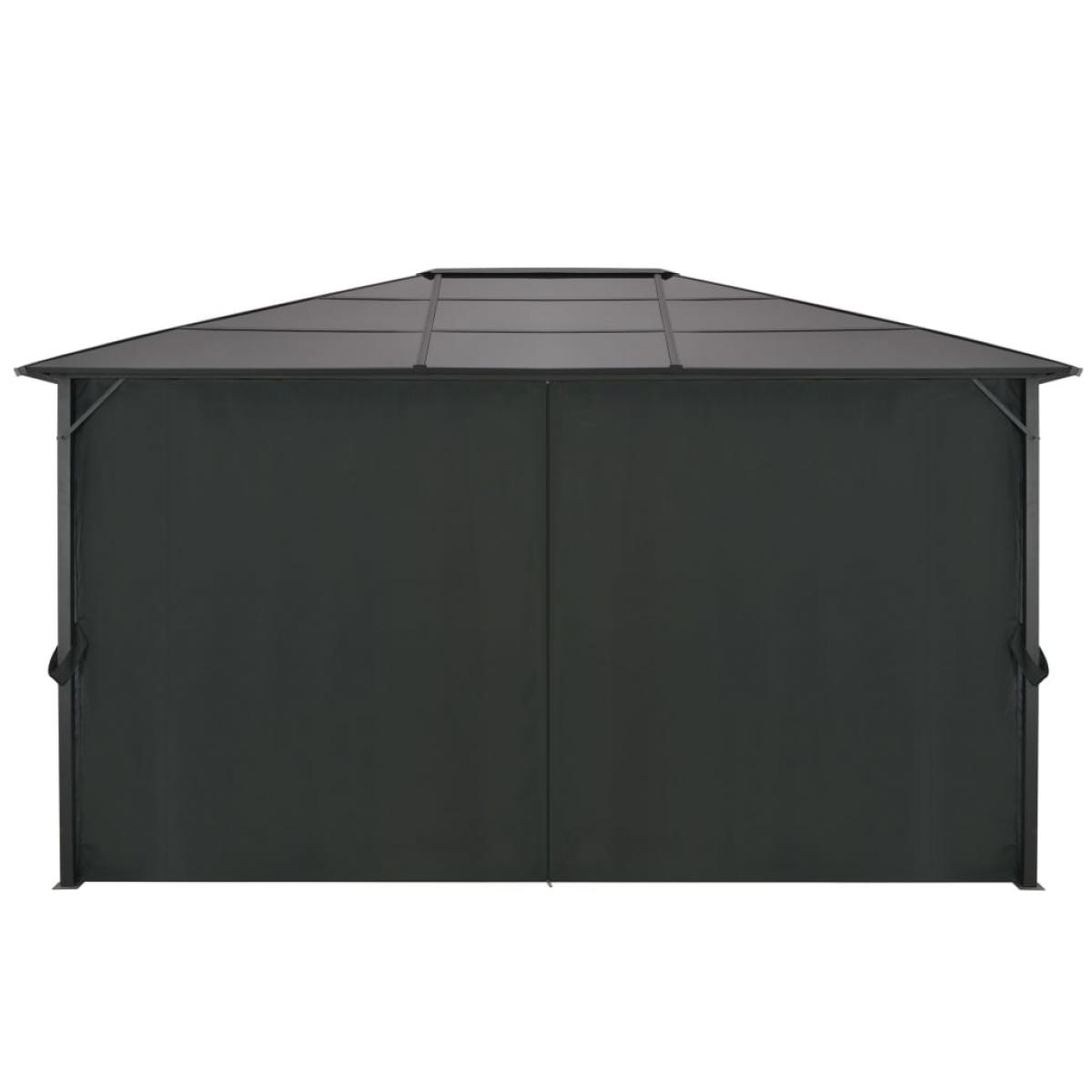Cenador con cortinas aluminio 4x3x2,6 m negro