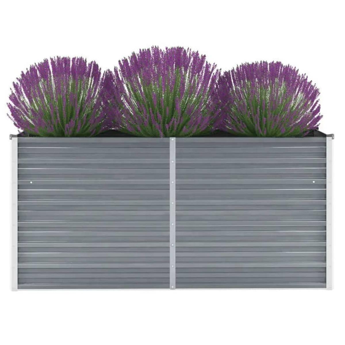 Arriate elevado de jardín acero galvanizado gris 160x40x77 cm